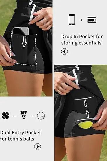 Bra V Neck Racerback Tennis Dresses with Shorts for Sports and Workout - Love Salve